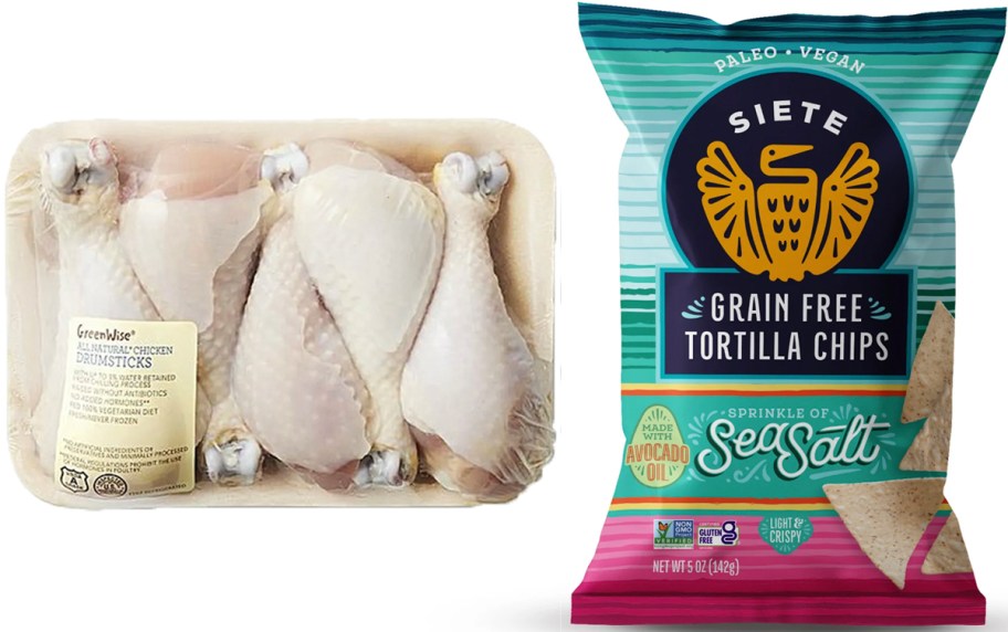 greenwise chicken thighs and siete chips bag 