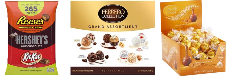 hersheys, ferrero, and lindt chocolates