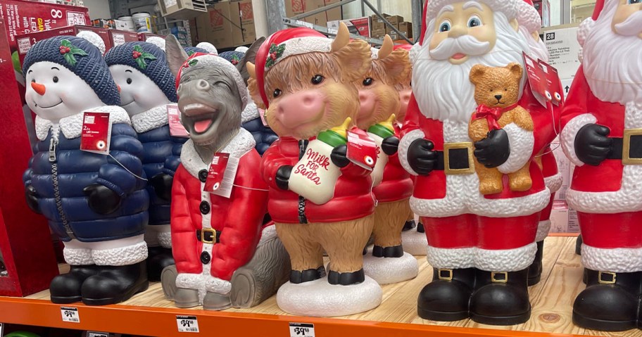 snowman, donkey, cow and santa blowmolds 