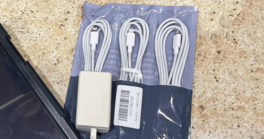 iPhone 3' Lightning Cables 3-Pack near ipad on counter