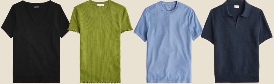 womens top, sweater, mens tee, and shortsleeved polo sweater