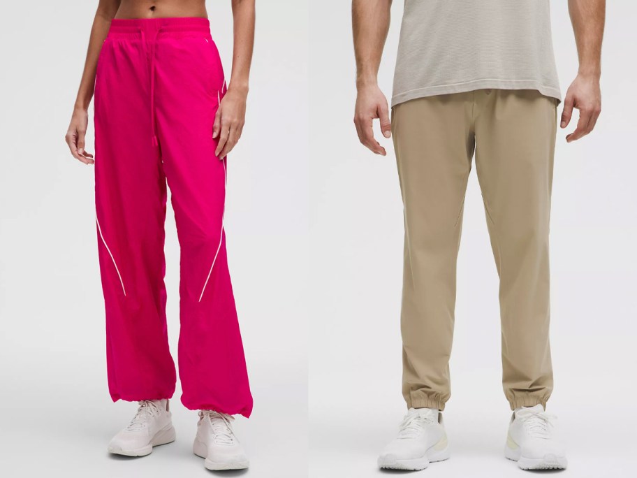 women wearing pink pants and man wearing tan pants 