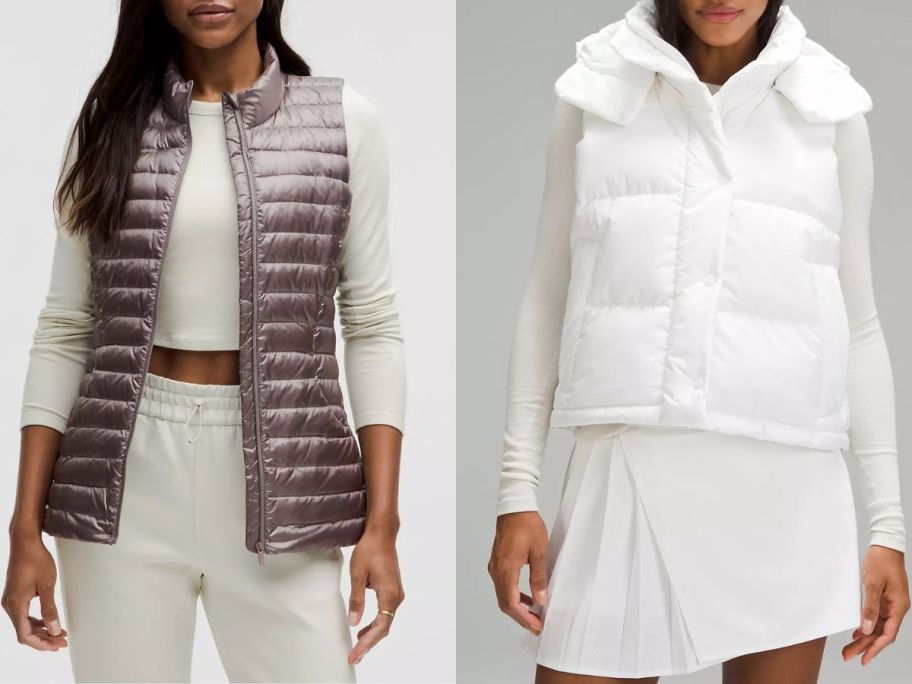 Stock images of two women wearing lululemon puffer vests