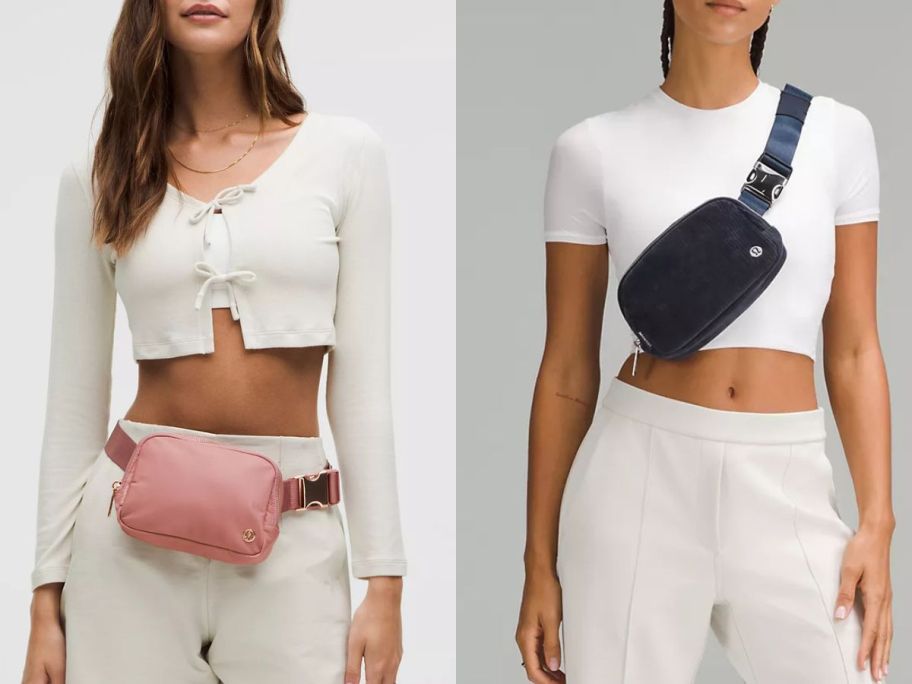 Stock images of two women wearing lululemon Everywhere Belt Bags