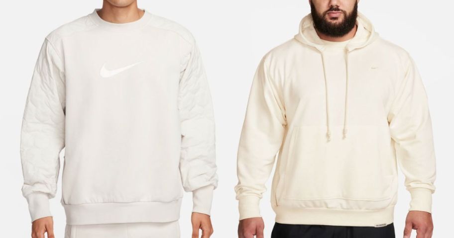 two men wearing nike sweatshirts