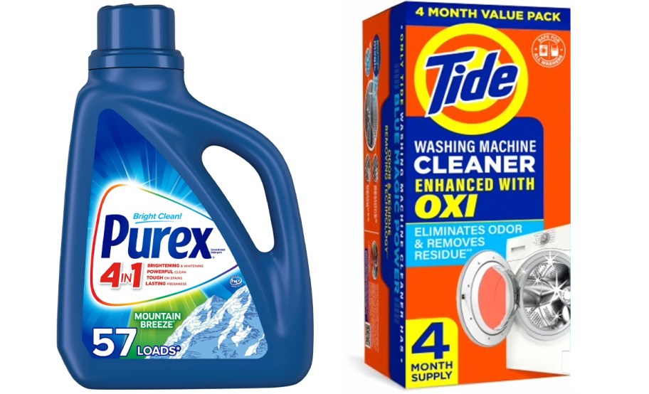 purex laundry detergent and tide washing machine cleaner 