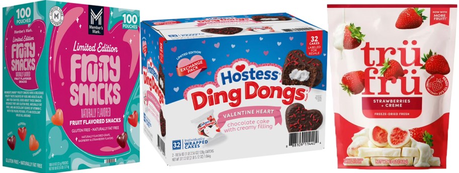 members mark fruit snacks, ding dongs and tru fru strawberries bag 