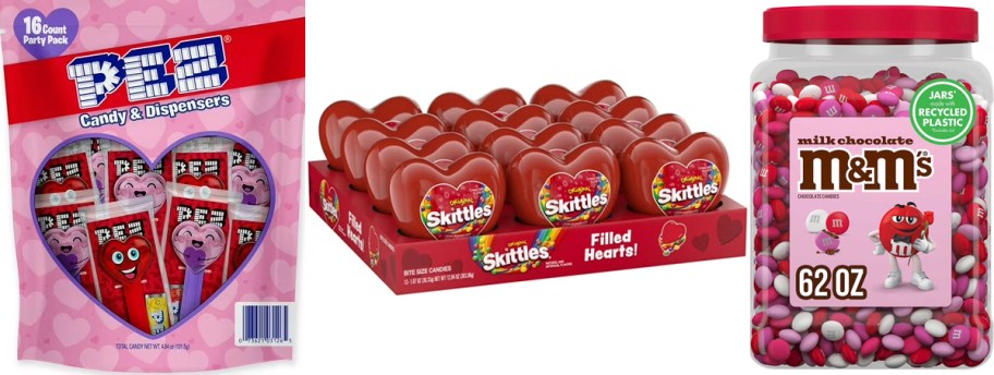 pez, skittles or m&ms valentines candy 