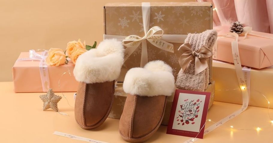 Slipper & Sock Gift Set Only $9.89 on Amazon (Reg. $30) | Includes Gift Box & Card!