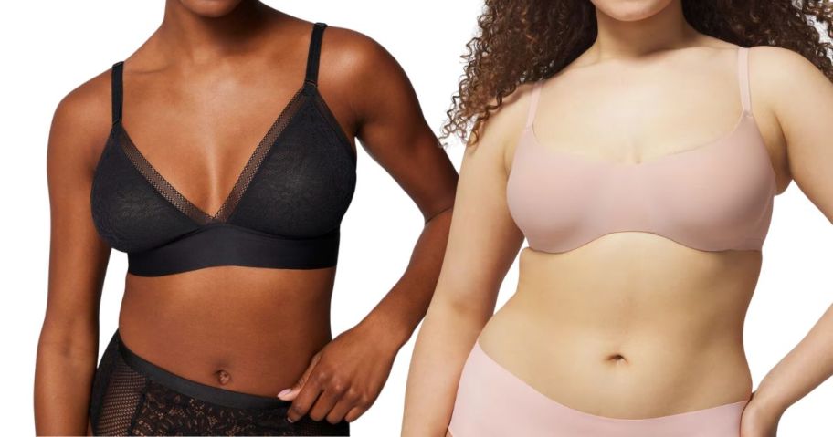 two women wearing soma bras in back and pink