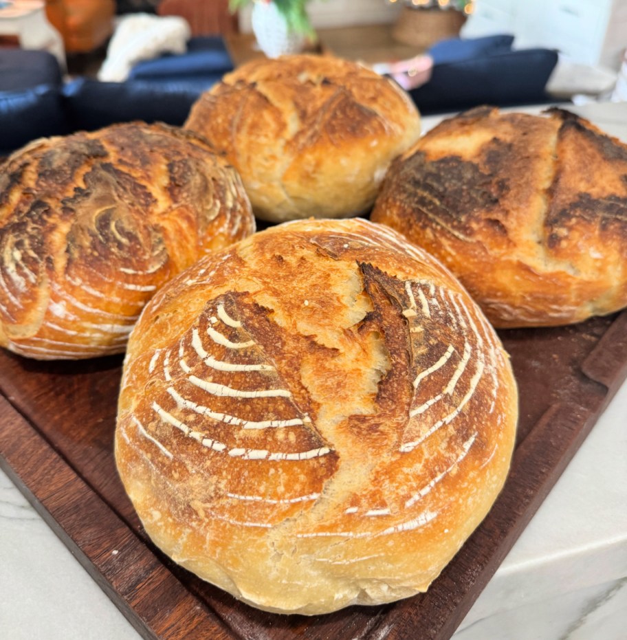 sourdough loaves on the counter