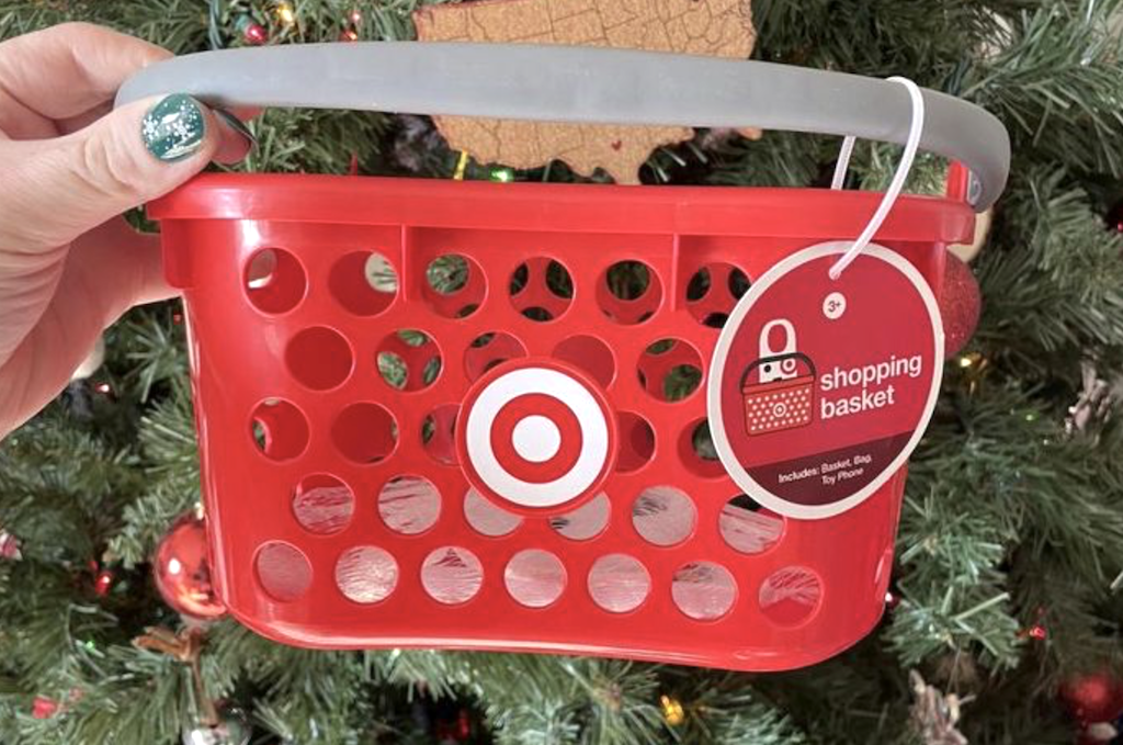 holding Target mini shopping basket 