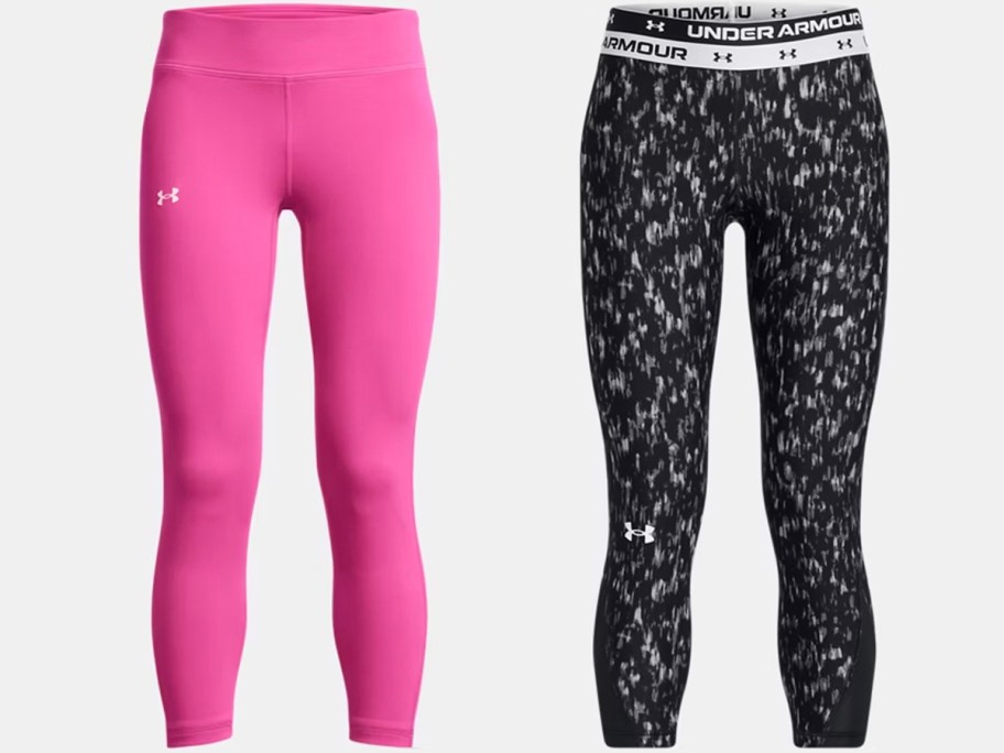 under armour pink and black leggings 