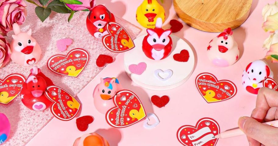 Valentines Day ducks and gift tags