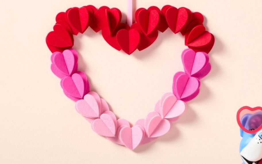 valentines day wreath on the wall