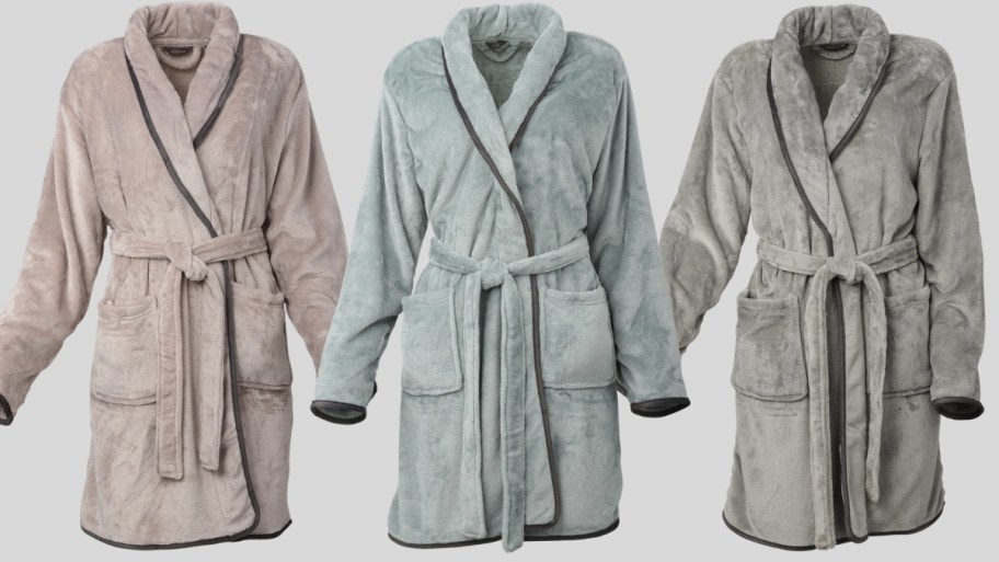 3 velvet robes in 3 different colors