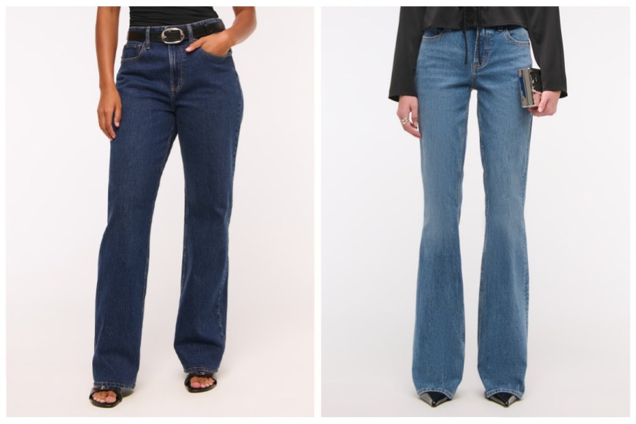 Abercrombie Women's Curve Love High Rise 90s Relaxed and Mid Rise Bootcut Jeans