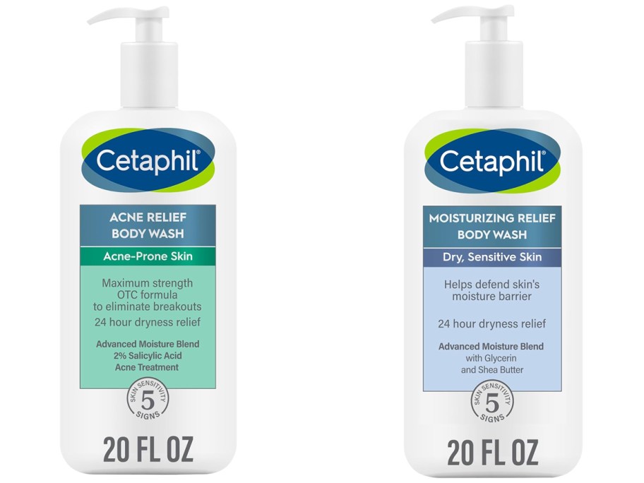 Cetaphil Acne Relief 2% Salicylic Acid Body Wash and Cetaphil Moisturizing Relief Body Wash