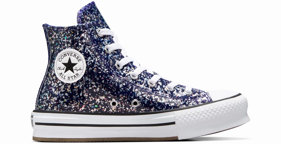 black glittery high top converse sneaker