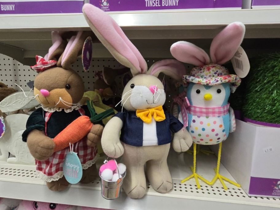 Tabletop decorative easter bunnies and bird with bunny ears