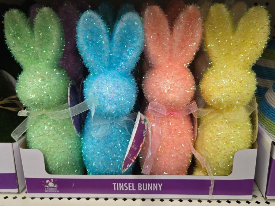Tinsel Easter Bunny Decorations at Dollar Tree