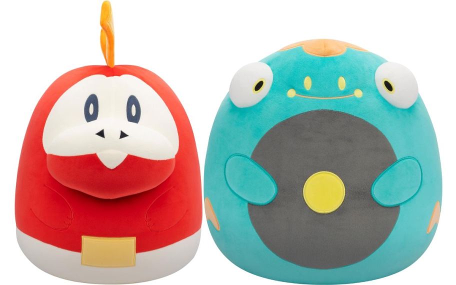 pokemon Fuecoco and belibolt squishmallow plushes stock image