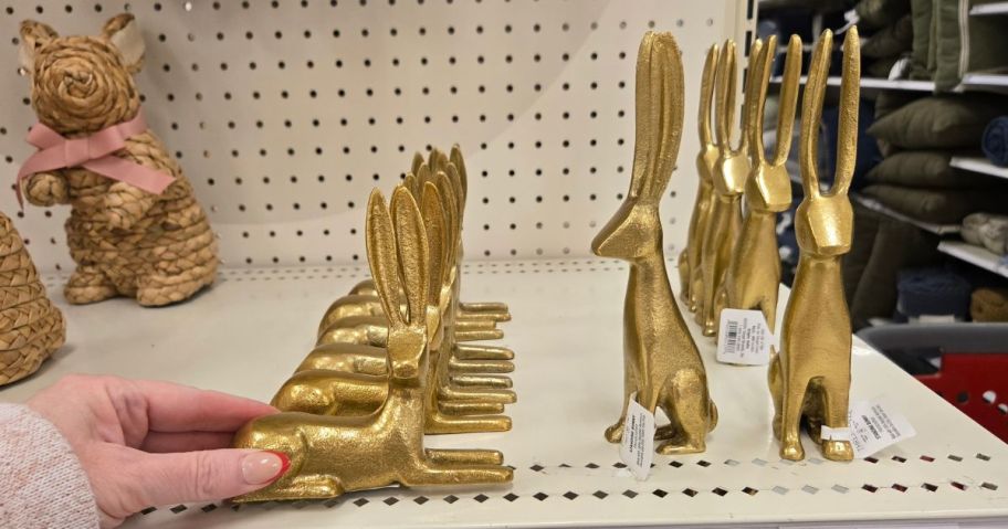 two different gold bunnies at the store