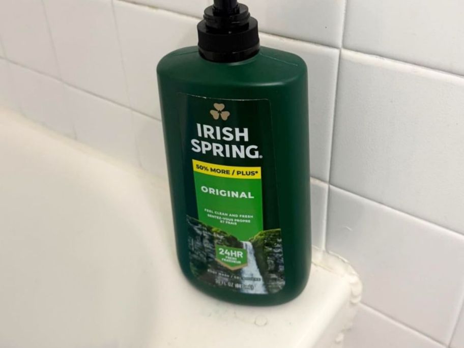 Irish Spring 5-in-1 Body Wash 30oz Bottle in shower