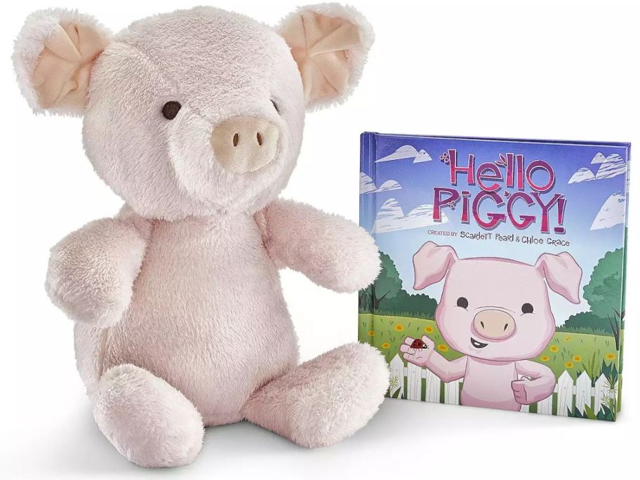 A plush pig and a book about them