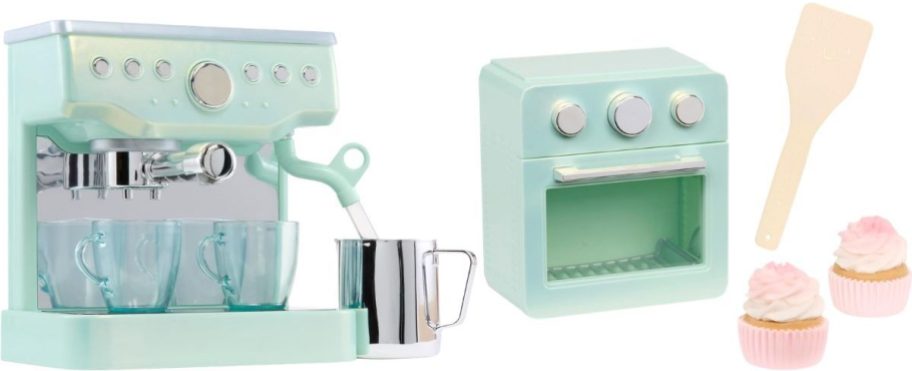 Little Tikes Sweet Spaces modular pretend espresso machine and mini oven in sea foam