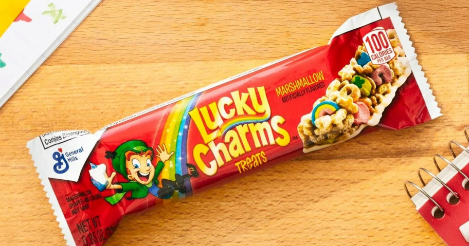 Lucky Charms Breakfast Bar on a counter
