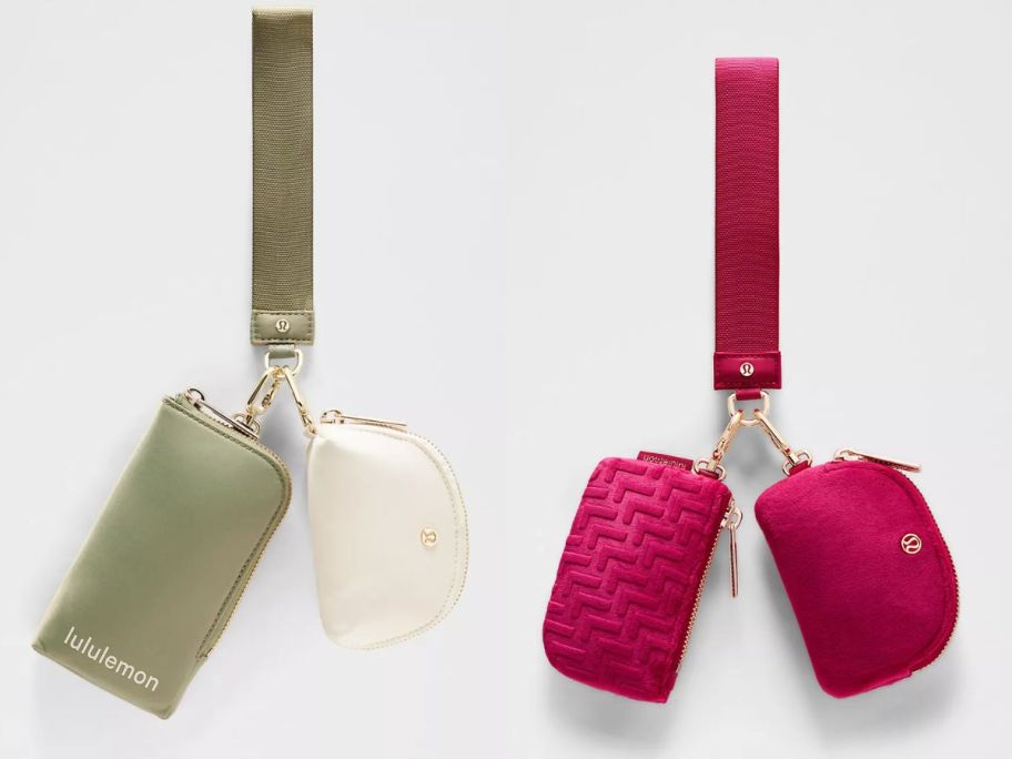 Stock images of two lululemon dual pouch wristlets