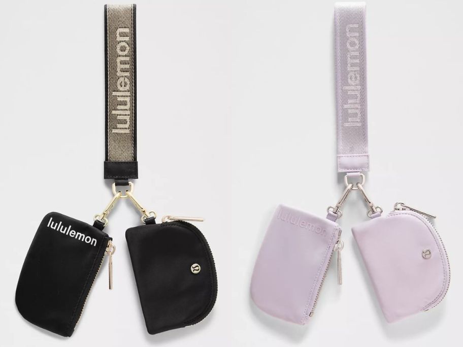 Stock images of two lululemon dual pouch wristlets