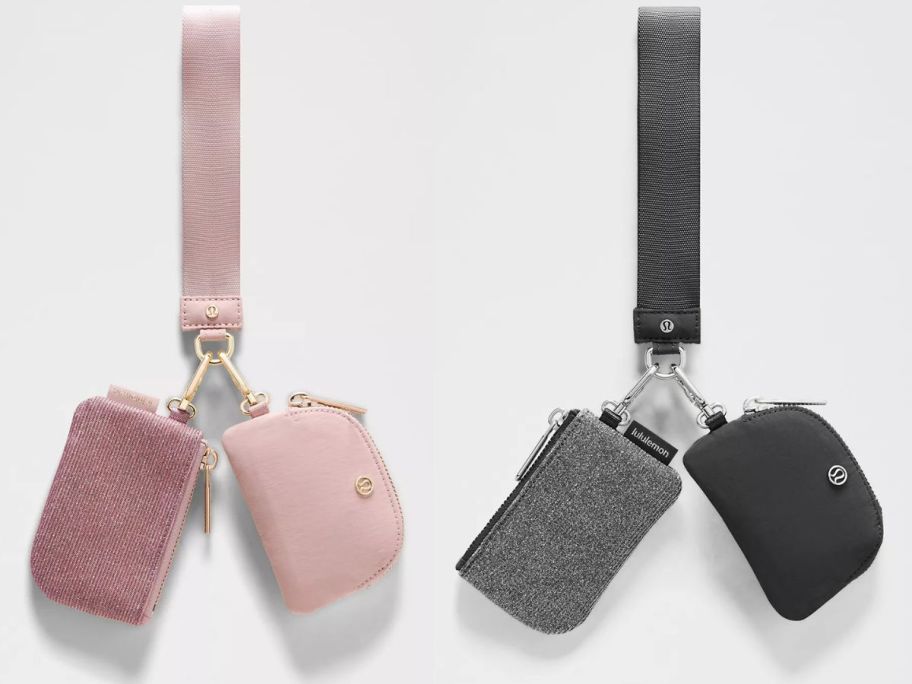 Stock images of two lululemon glitter pouch wristlets