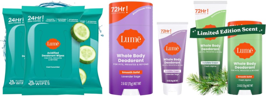 Lume Deodorant wipes and stick bundles