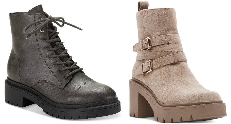 black and taupe women's boots
