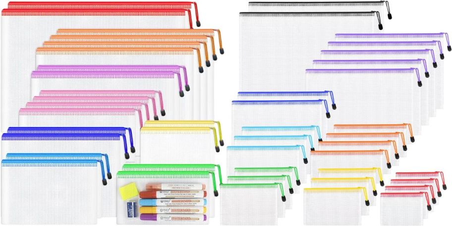 Several mesh zipper bags 