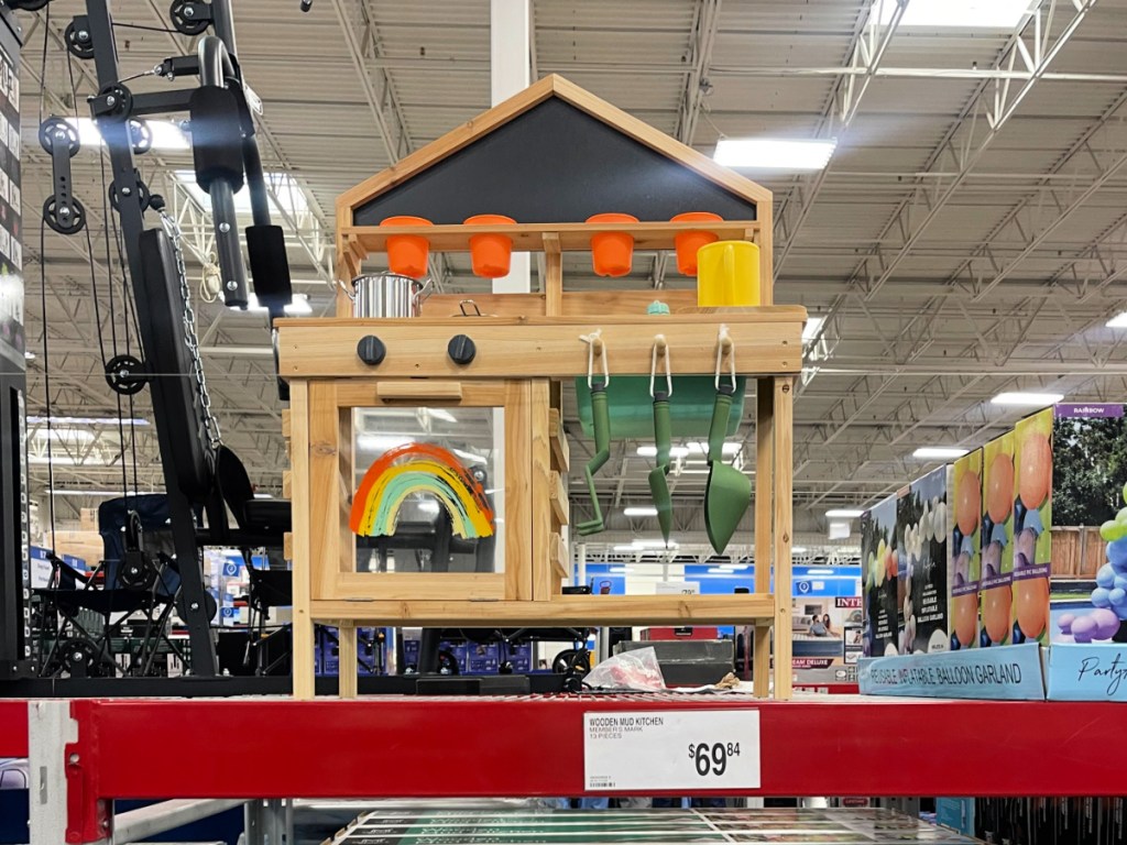 Kids outdoor mud kitchen on display inside Sam's Club