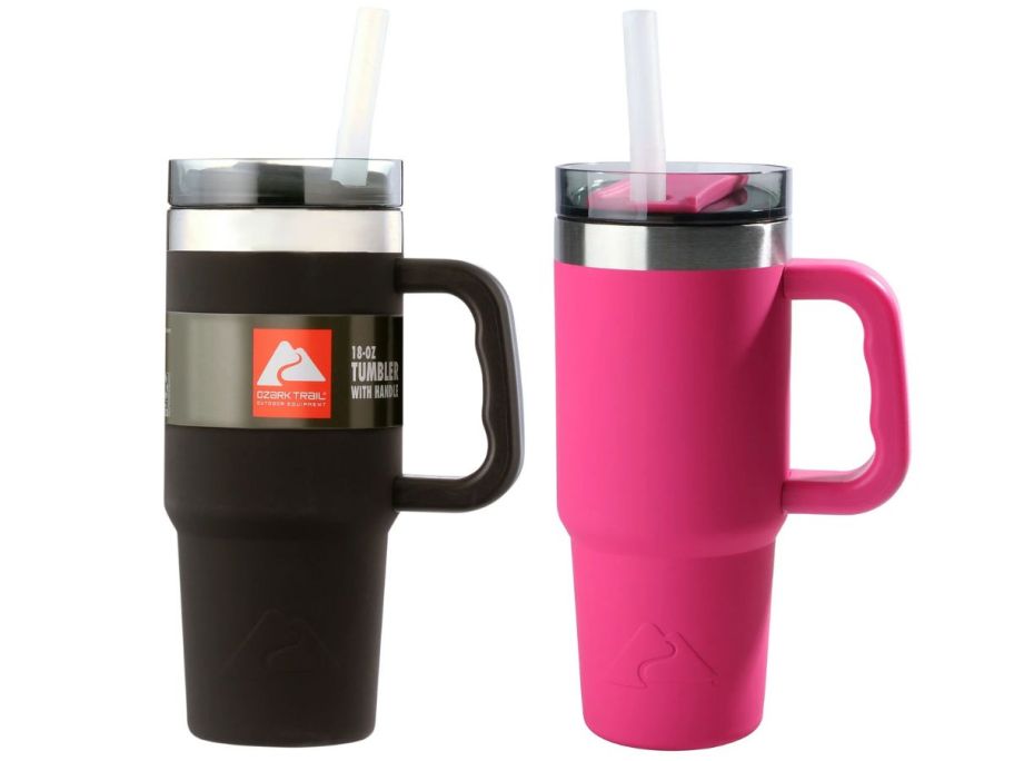 2 tumblers with handles and straws