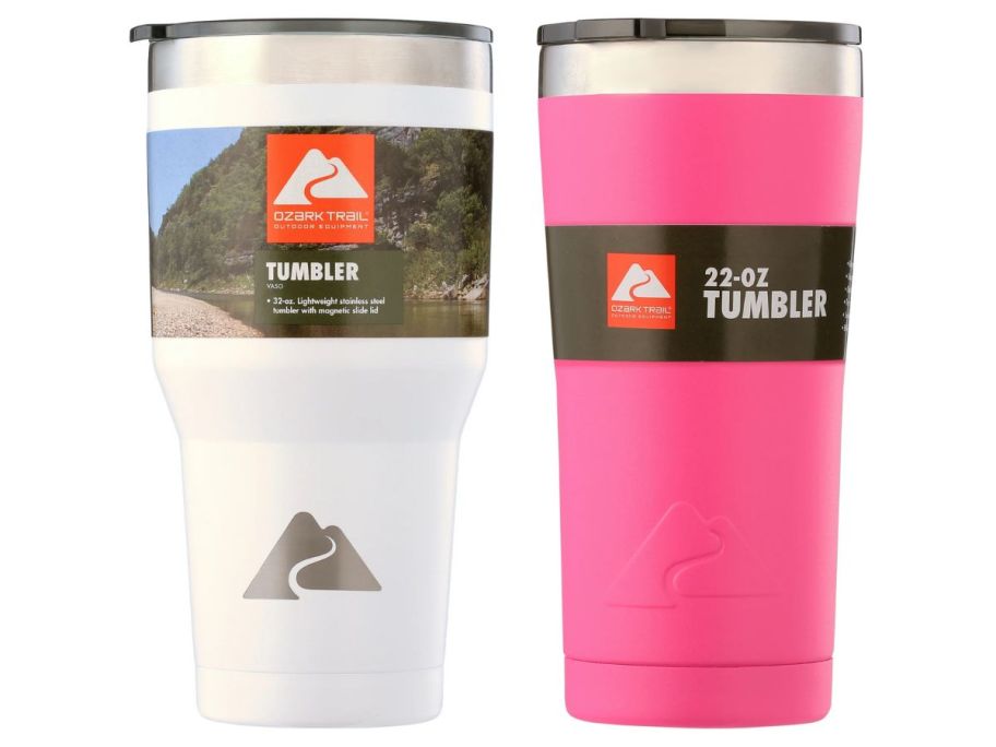 2 tumblers in water and pink
