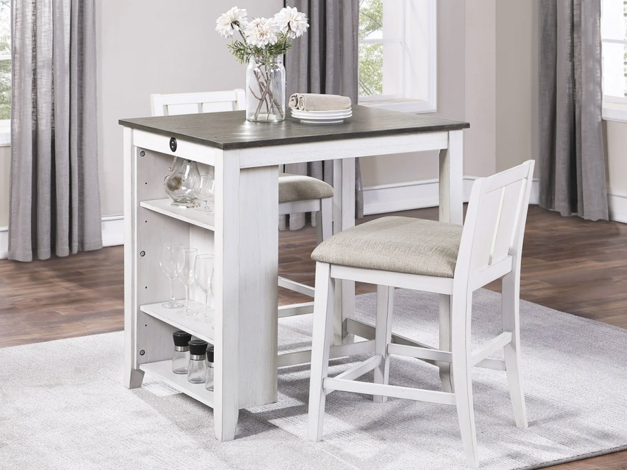 small white 3-piece table and chairs set