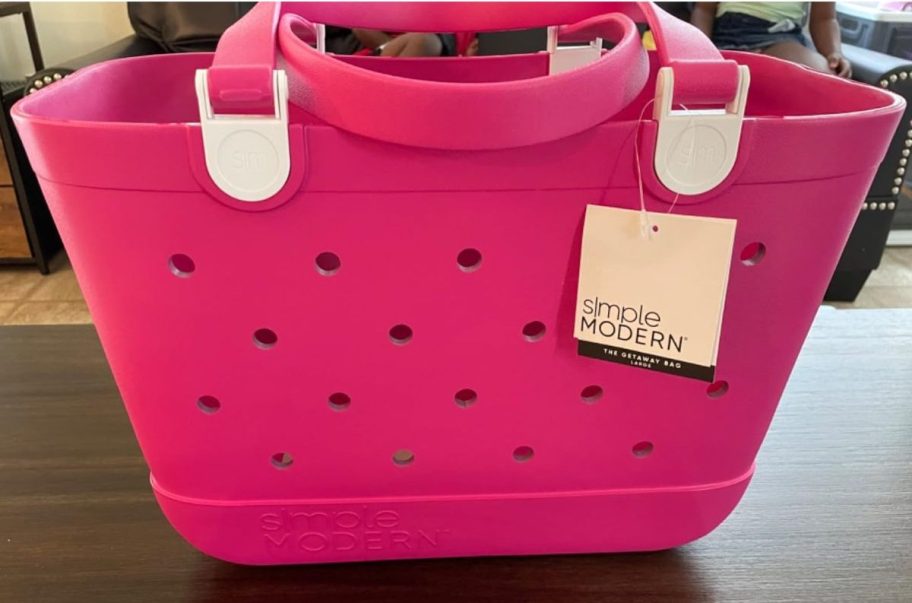 A Simple Modern Tote Bag in Malibu Hot Pink Shade.