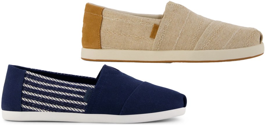 blue and tan canvas sneakers