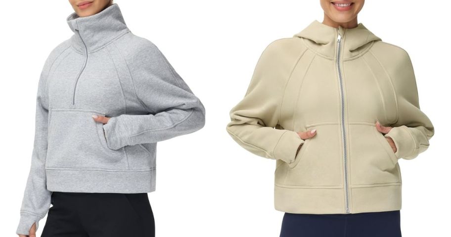 Stock images of two women wearing The Gym People Sweatshirts