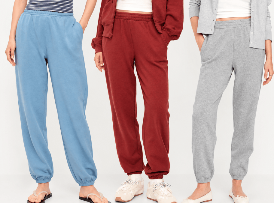 Three Cozy women's Old Navy Joggers in Colorful Styles