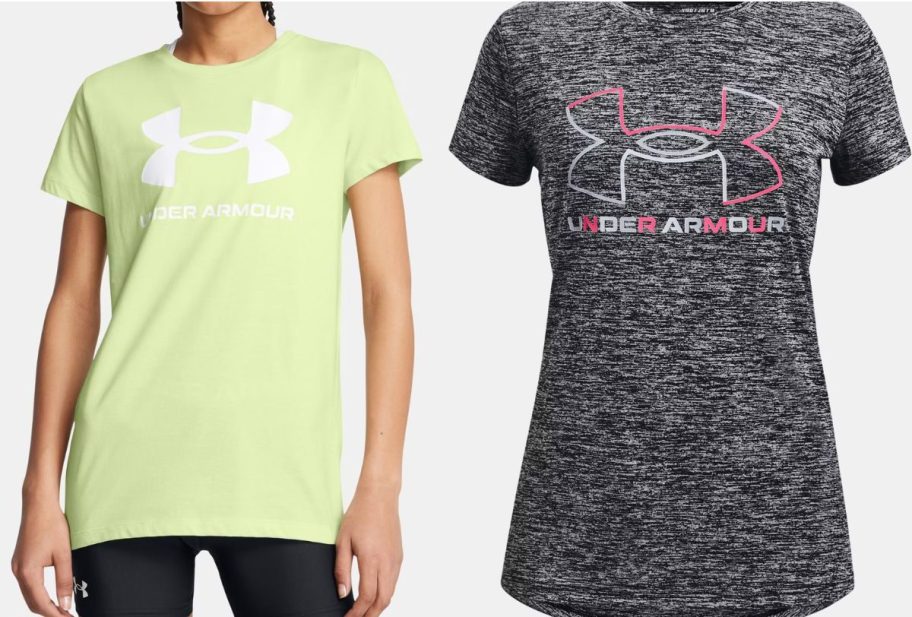 Under Armour Tee and Girl's Stock Image wearing a girl's under armor tee