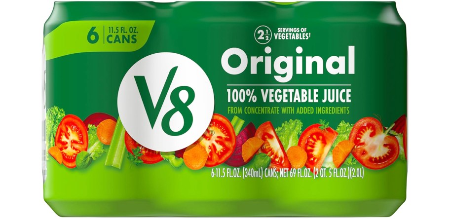 6-pack of V8 juice cans