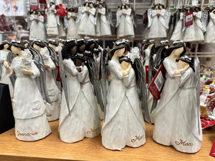 angel figurine display in a store