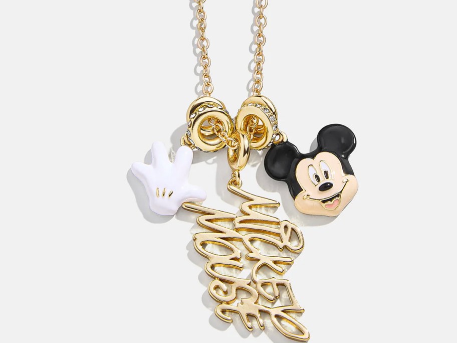 mickey mouse charms on gold necklace