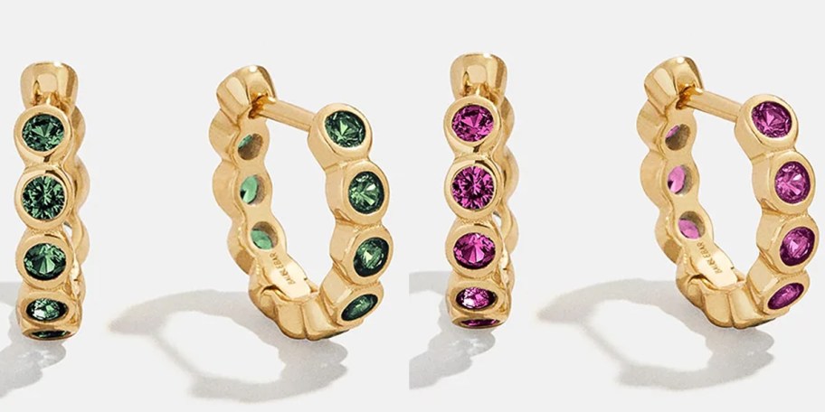 gold green and purple earrings 